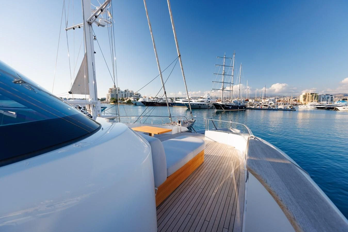 a boat in the water aboard AMIGA Yacht for Sale
