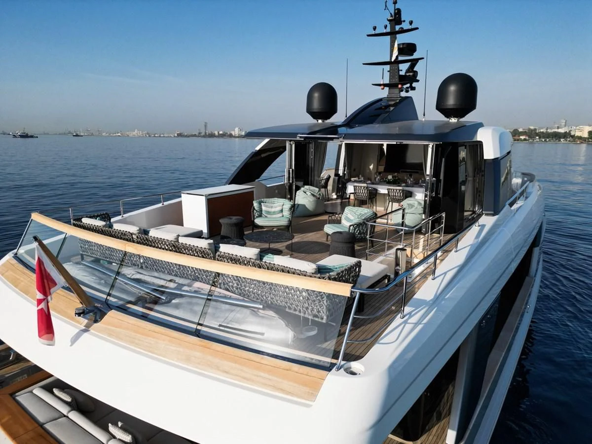 a boat with a large propeller aboard AMIGA Yacht for Sale