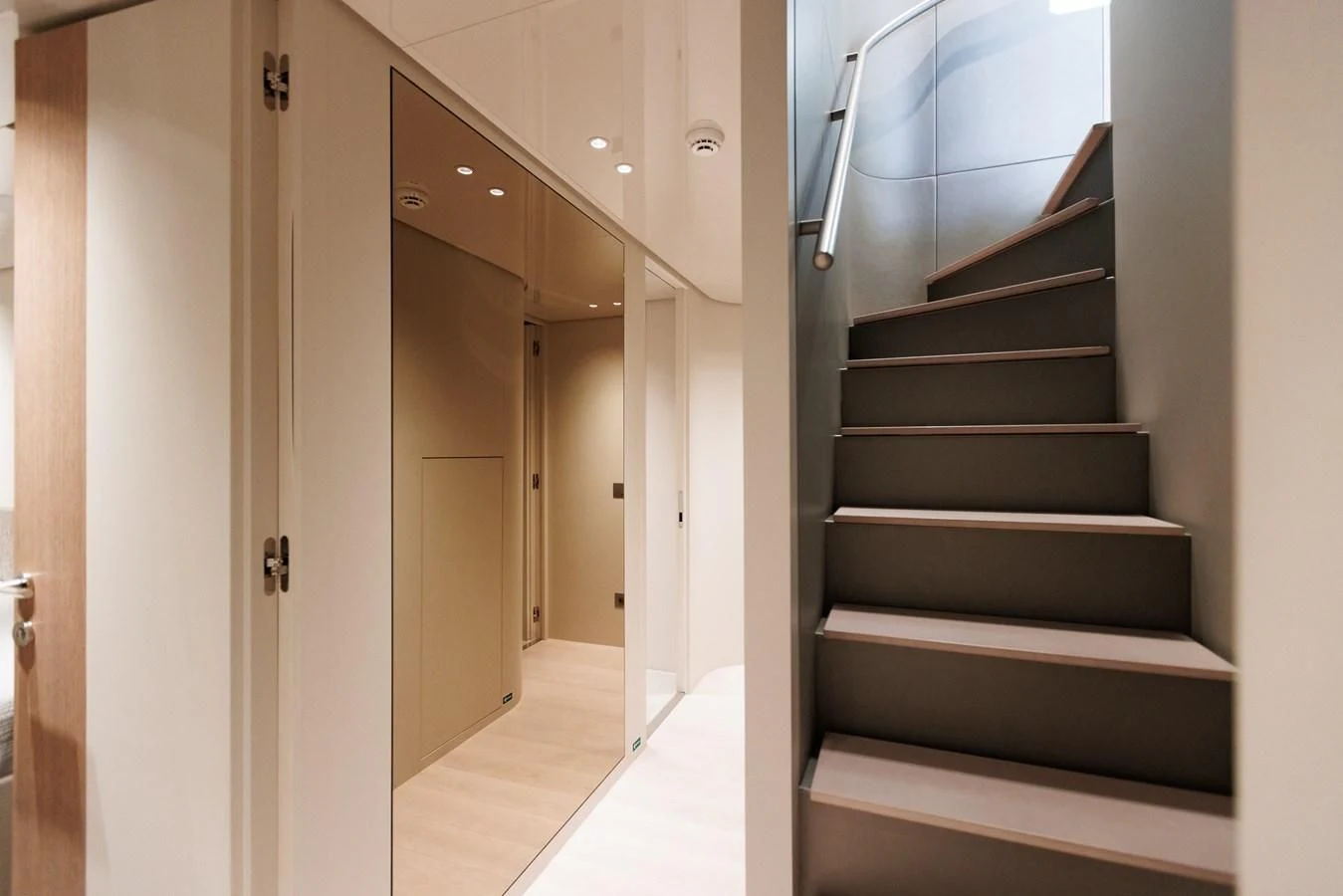 a set of stairs in a room aboard AMIGA Yacht for Sale