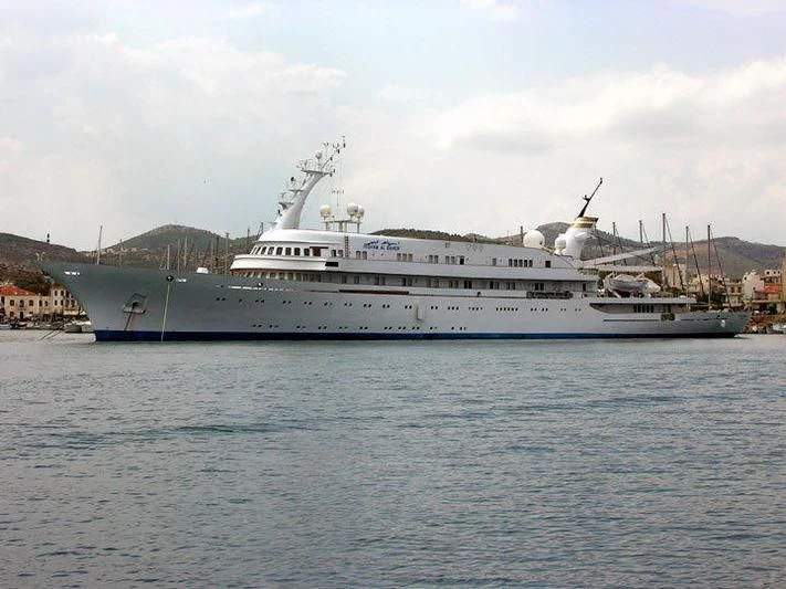 a large white boat in the water aboard NAVTILVS Yacht for Sale