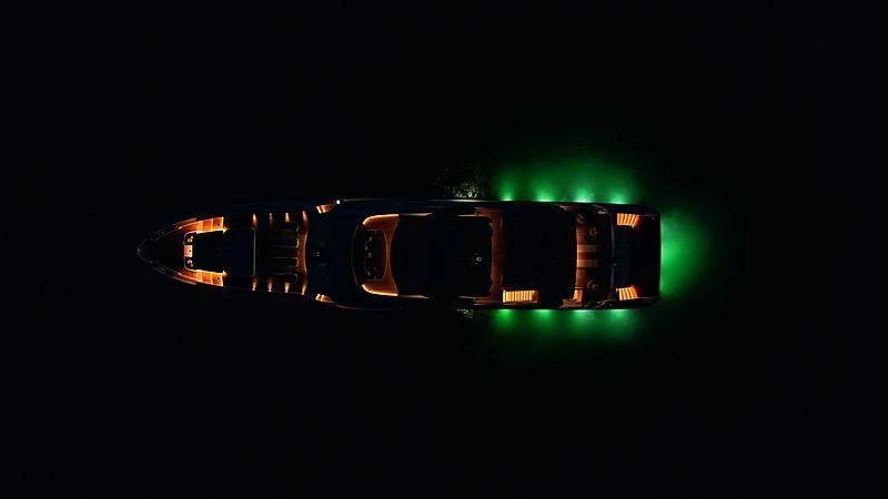 a lit up sign aboard ANURAG Yacht for Sale
