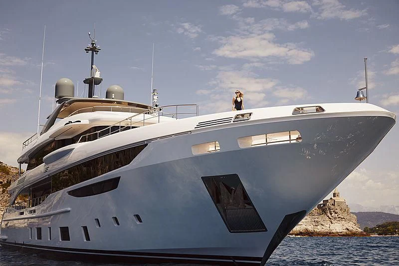 a large white ship aboard ANURAG Yacht for Sale