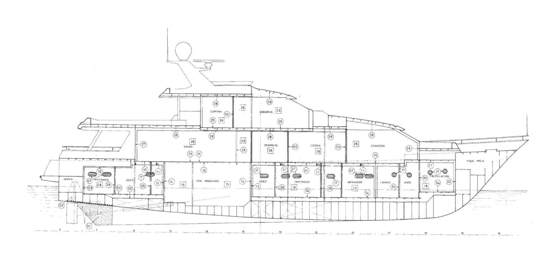 diagram, engineering drawing aboard ELBA Yacht for Sale