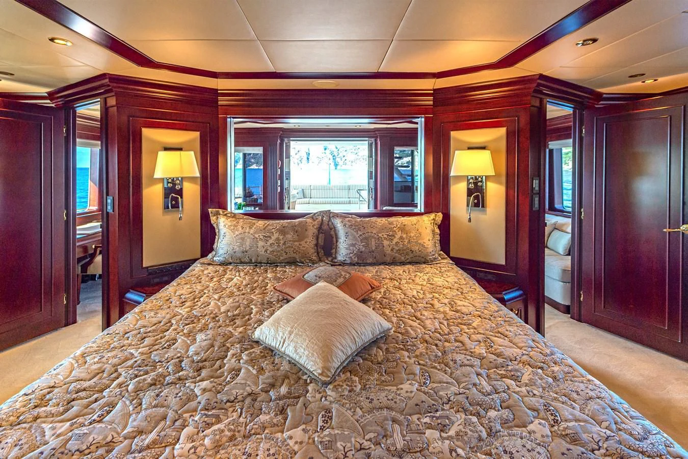a bed in a hotel room aboard LIBERTA Yacht for Sale