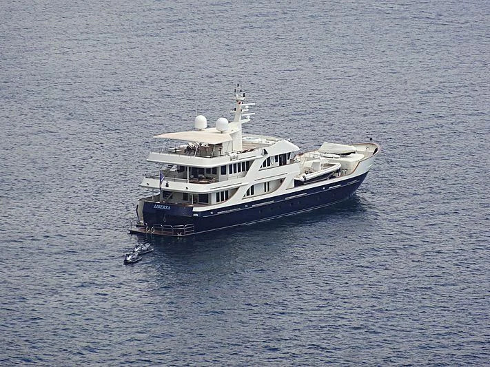 a boat in the water aboard LIBERTA Yacht for Sale