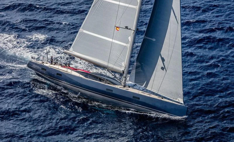 a white boat in the water aboard PATTOO Yacht for Sale