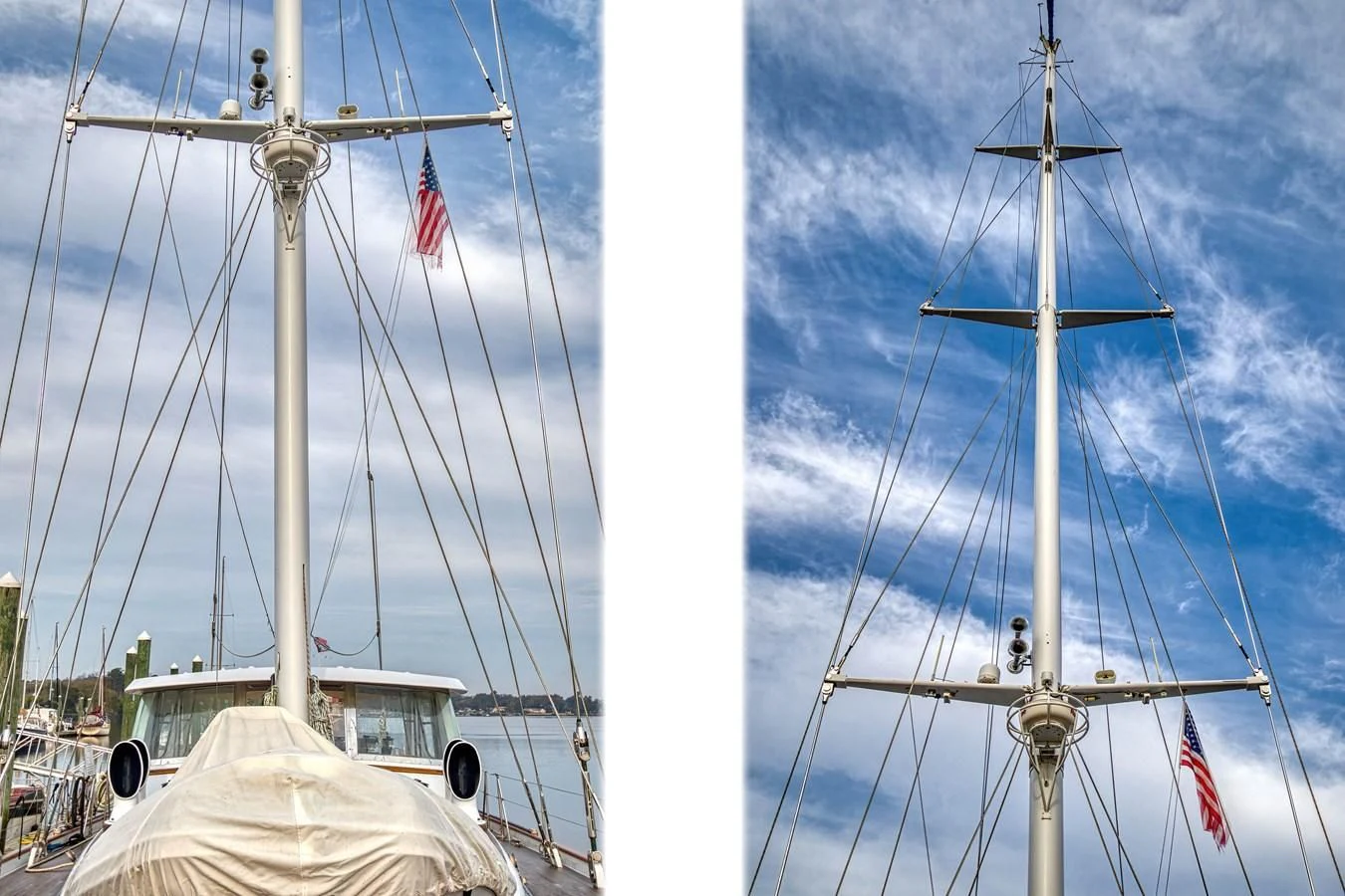 a group of sailboats on a dock aboard ARIA Yacht for Sale