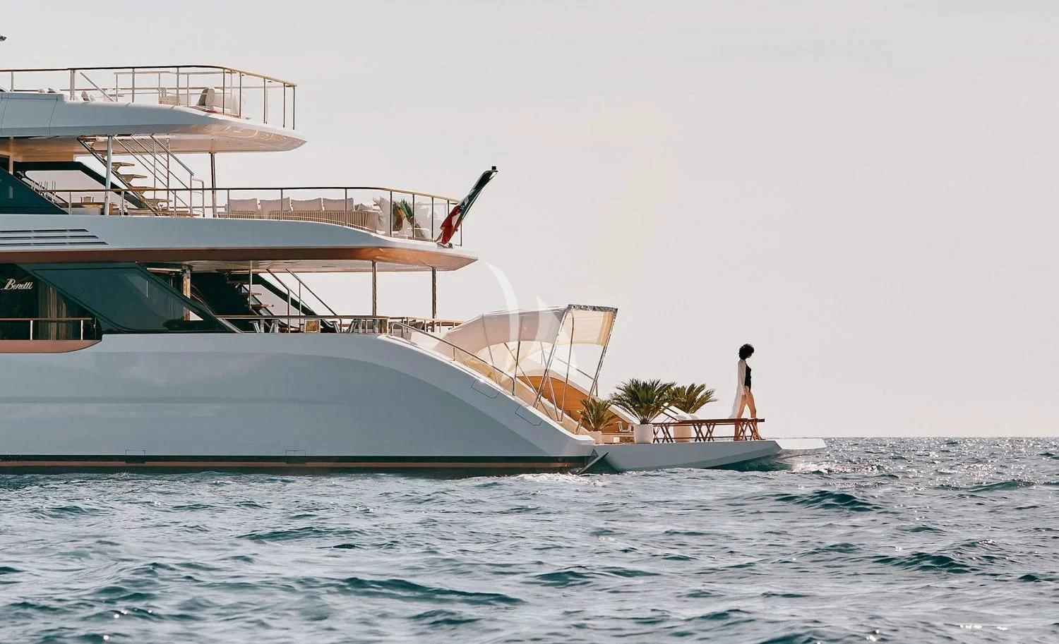 a person standing on a boat aboard LEGEND Yacht for Sale