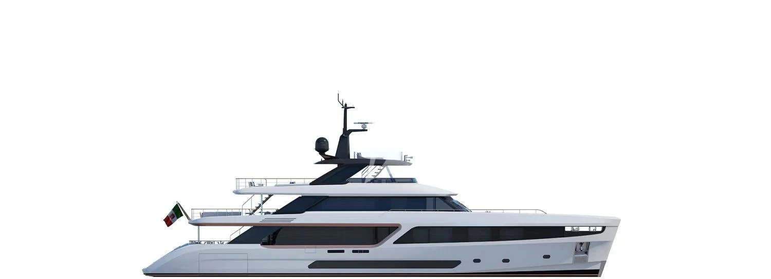 a white and black boat aboard LEGEND Yacht for Sale