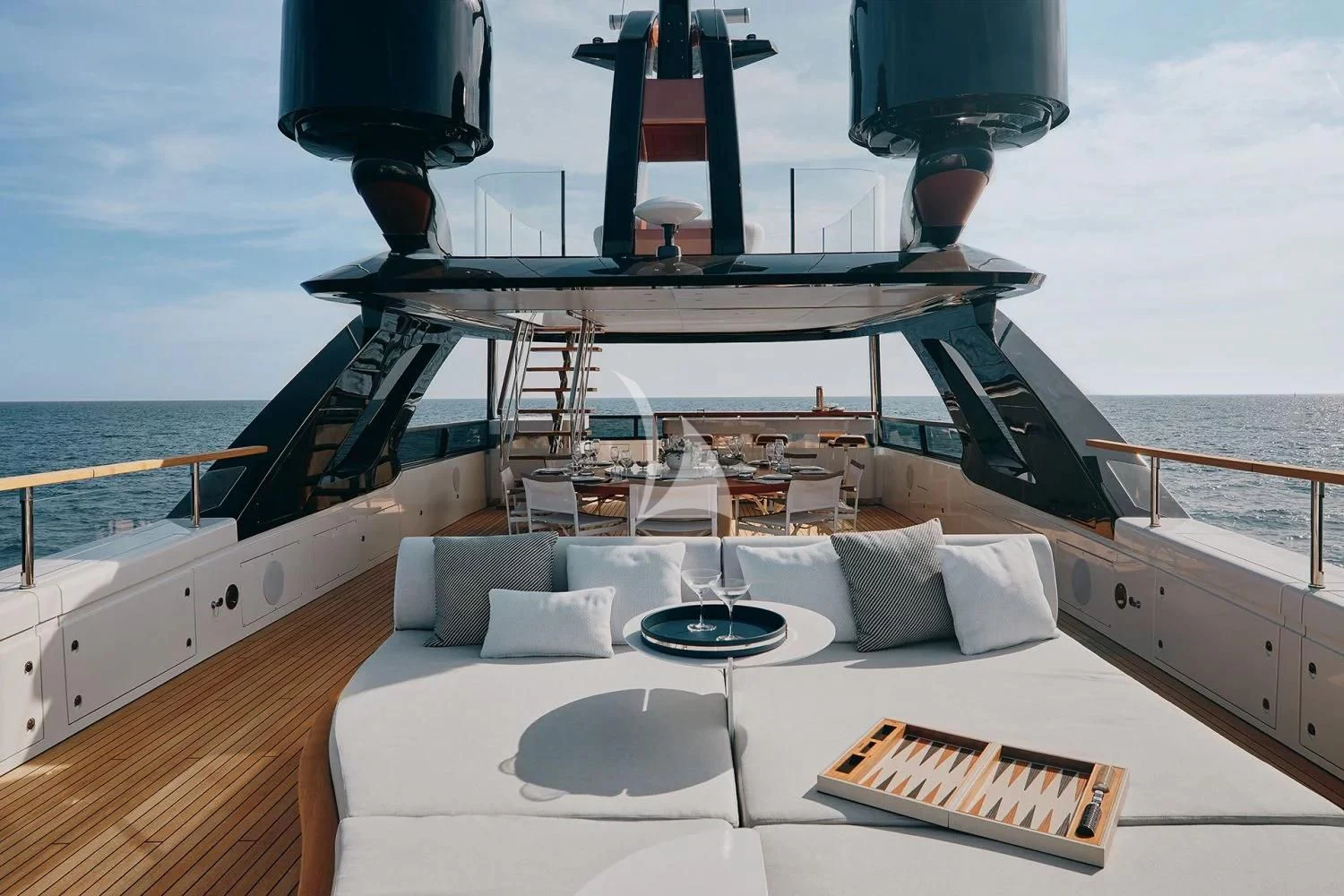 a boat on a deck aboard LEGEND Yacht for Sale