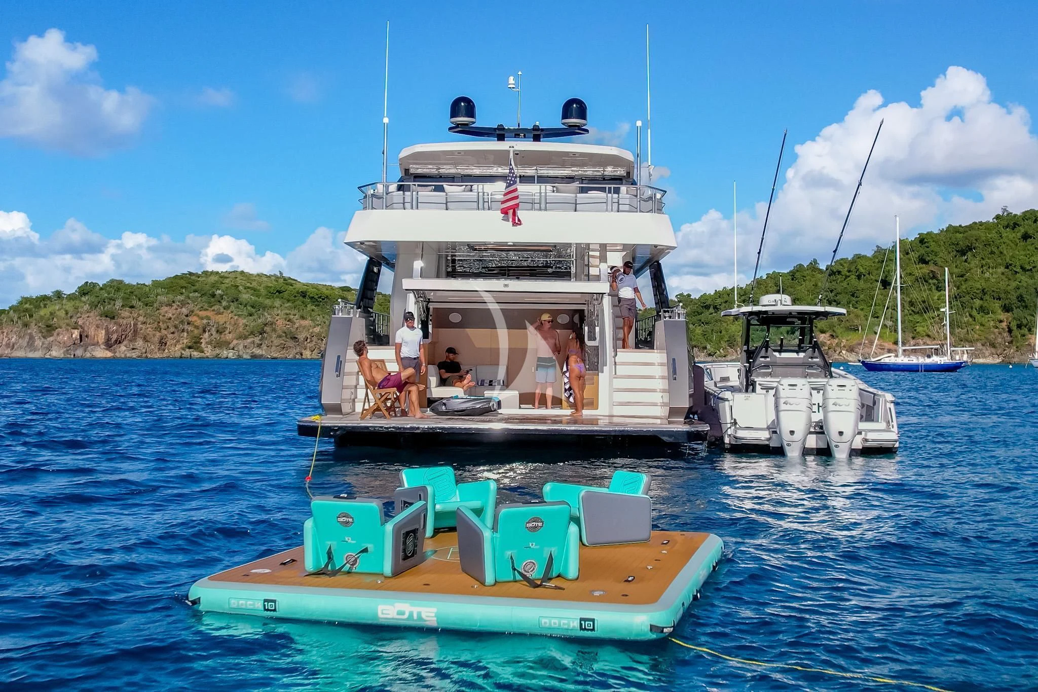 a boat with people on it aboard CHILLAXIN' Yacht for Sale