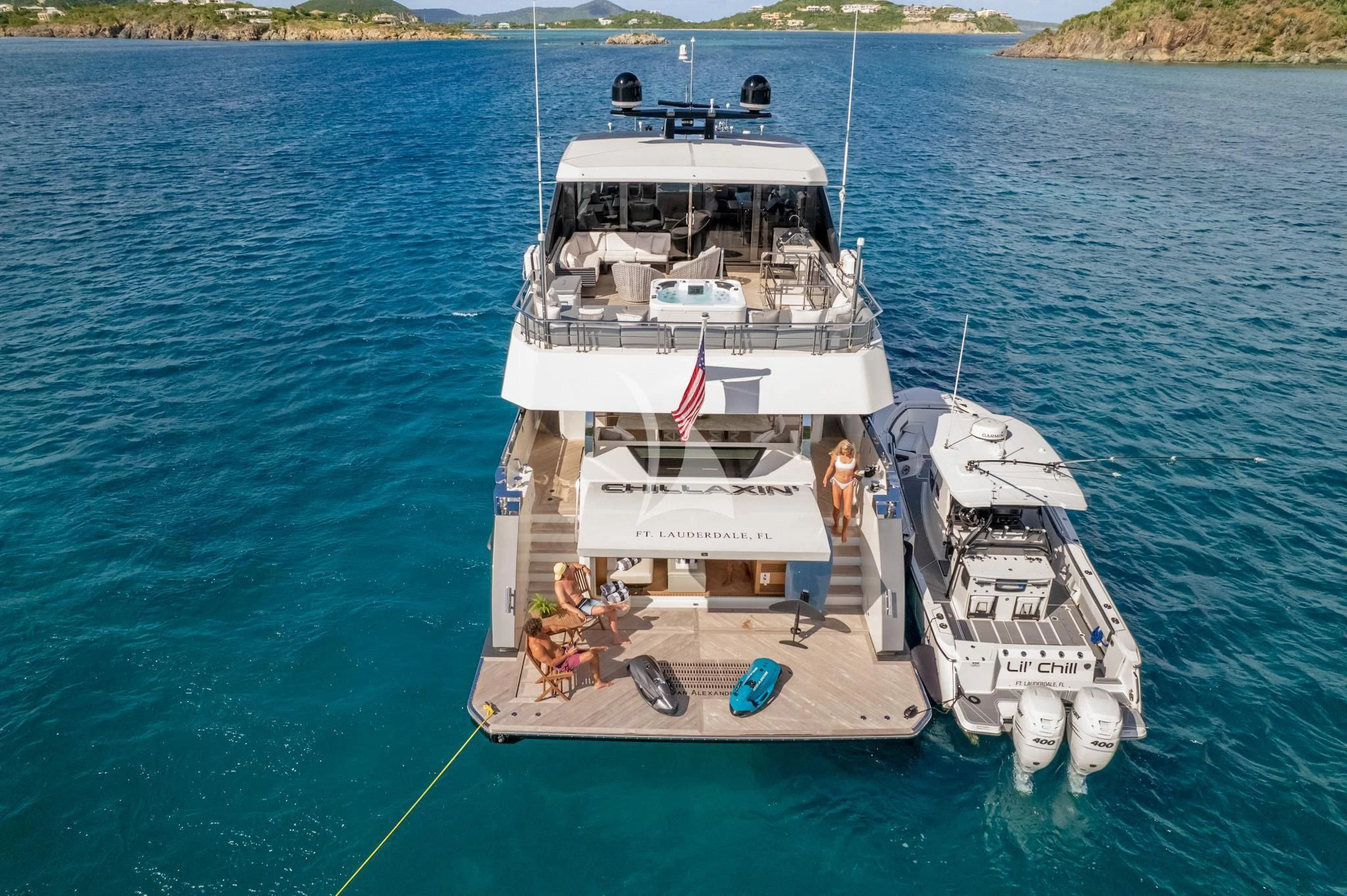 a boat with people on it aboard CHILLAXIN' Yacht for Sale