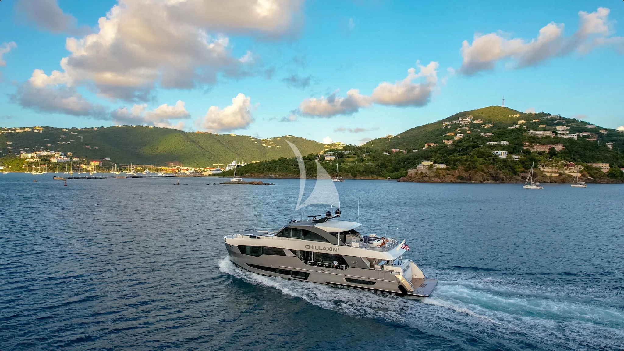 a boat on the water aboard CHILLAXIN' Yacht for Sale