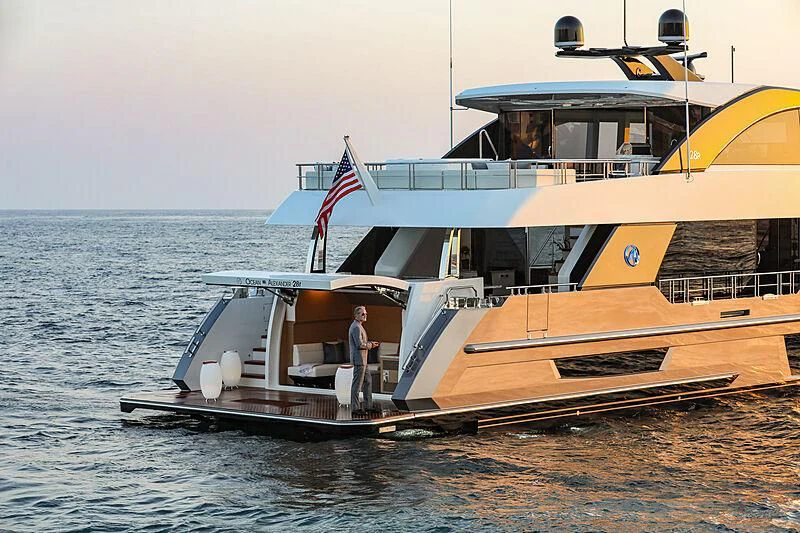 a person standing on a boat aboard CHILLAXIN' Yacht for Sale