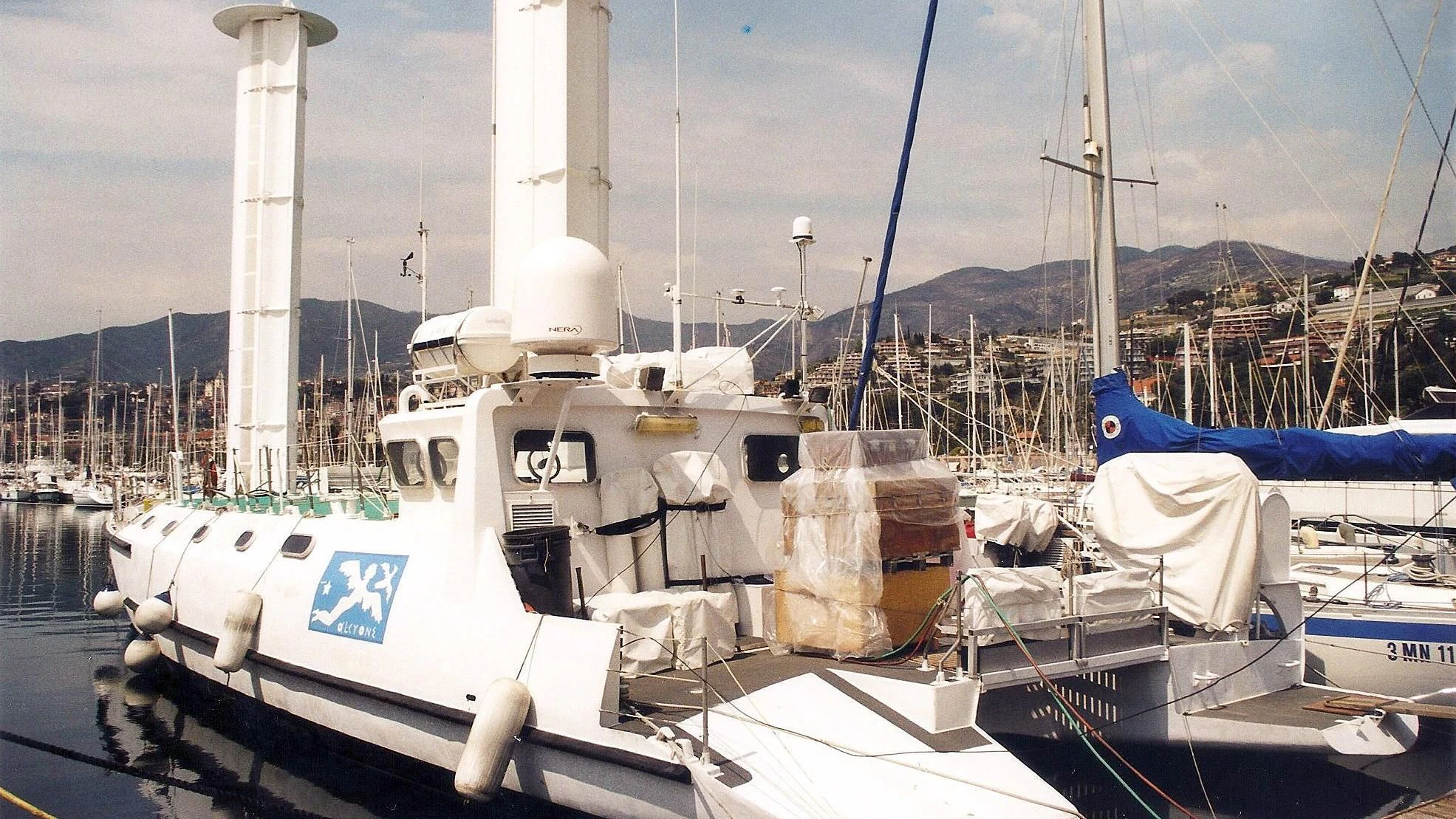 a boat in a harbor aboard ALCYONE Yacht for Sale