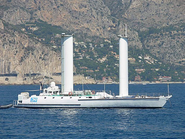 a large ship in the water aboard ALCYONE Yacht for Sale