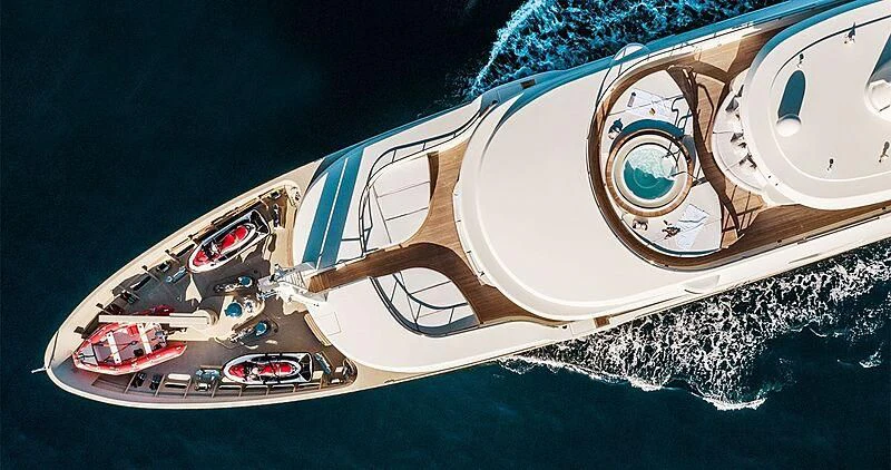 a space shuttle flying over a planet aboard ELENI Yacht for Sale
