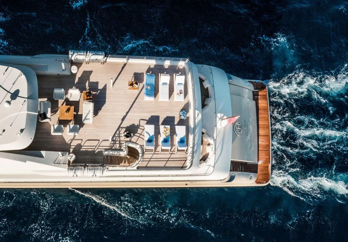 a high angle view of a ship aboard ELENI Yacht for Sale