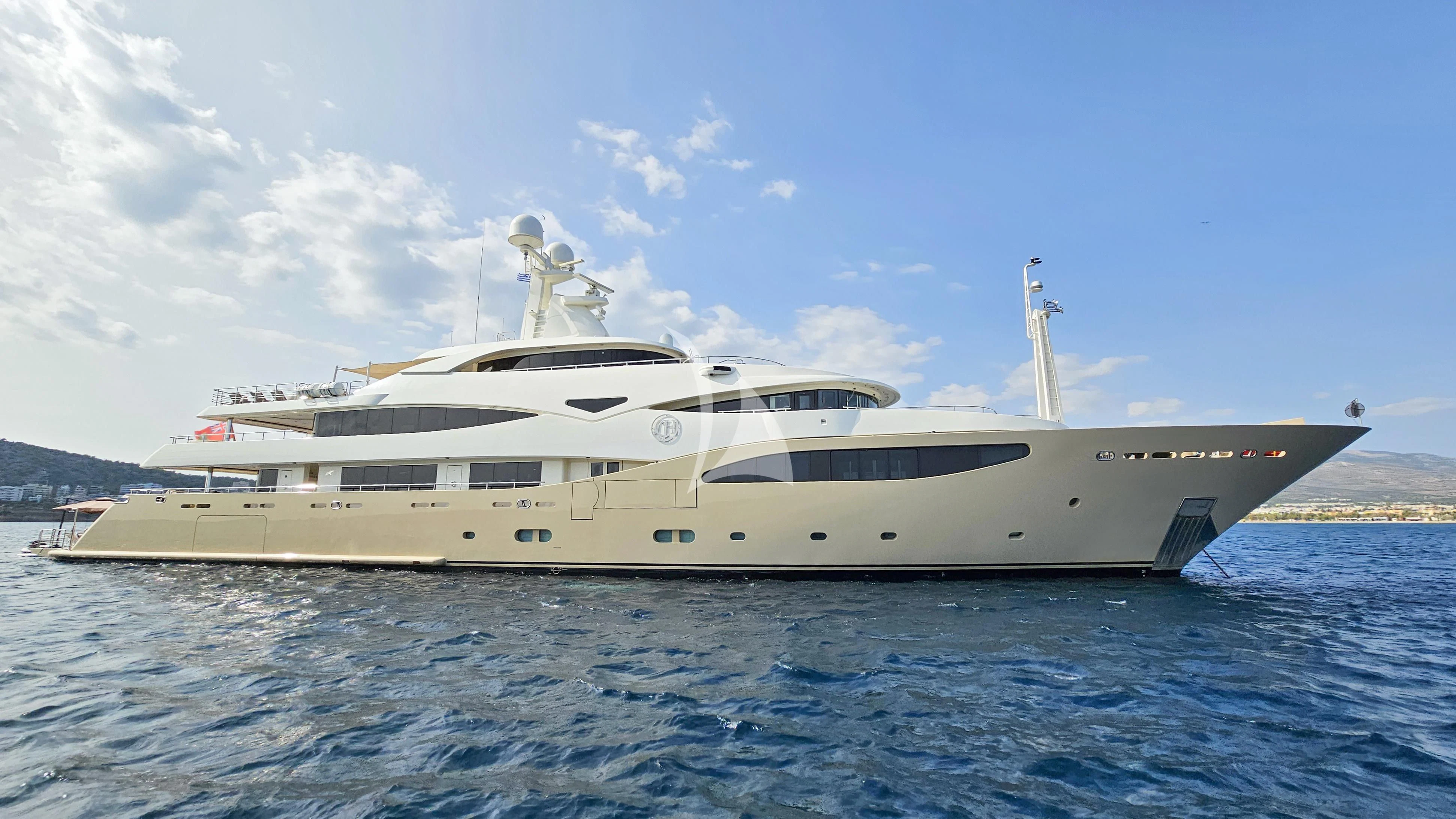 a large ship in the water aboard ELENI Yacht for Sale