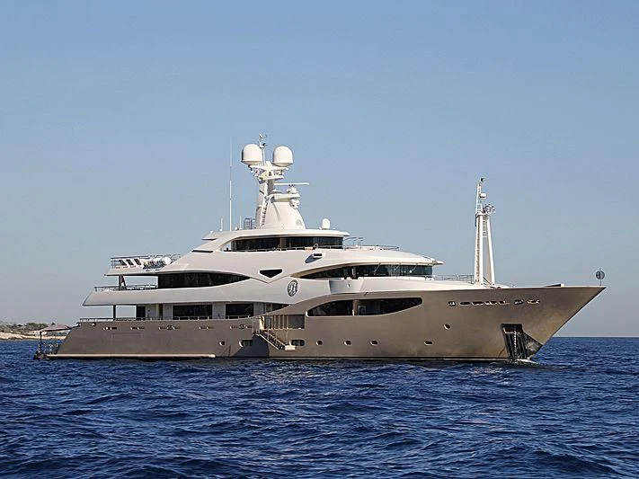 a large ship in the water aboard ELENI Yacht for Sale