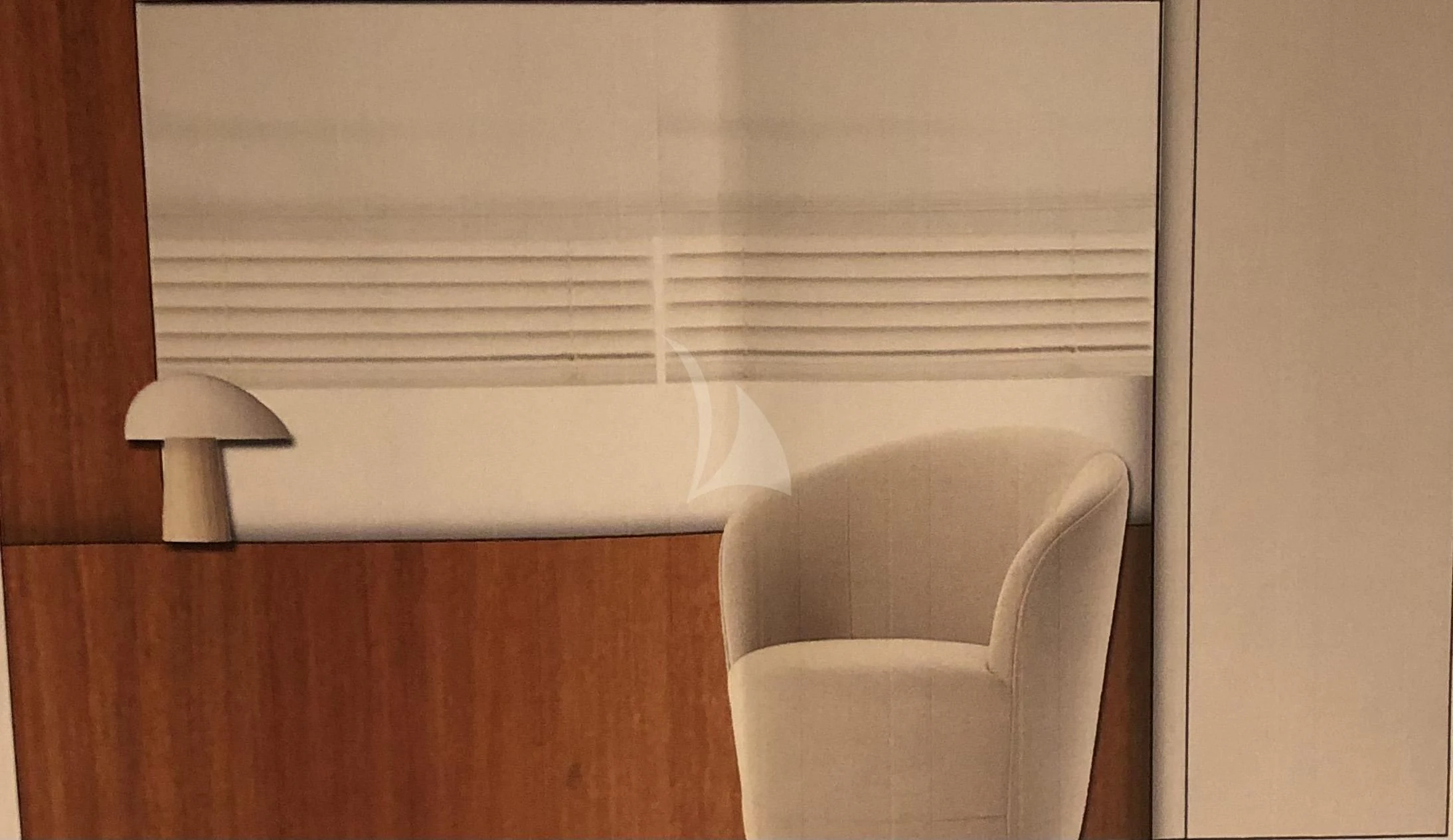 a chair next to a window aboard FUNSEA Yacht for Sale