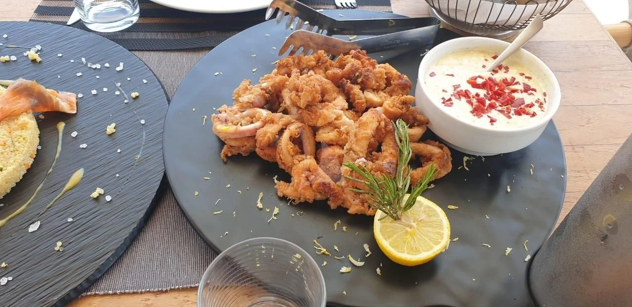 a plate of food aboard FUNSEA Yacht for Sale