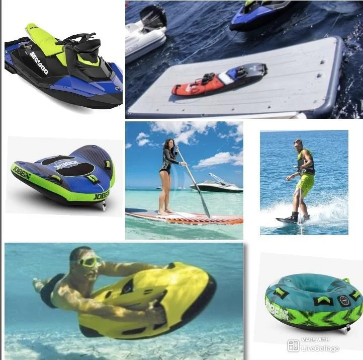 a collage of a person in a kayak and a boat aboard FUNSEA Yacht for Sale