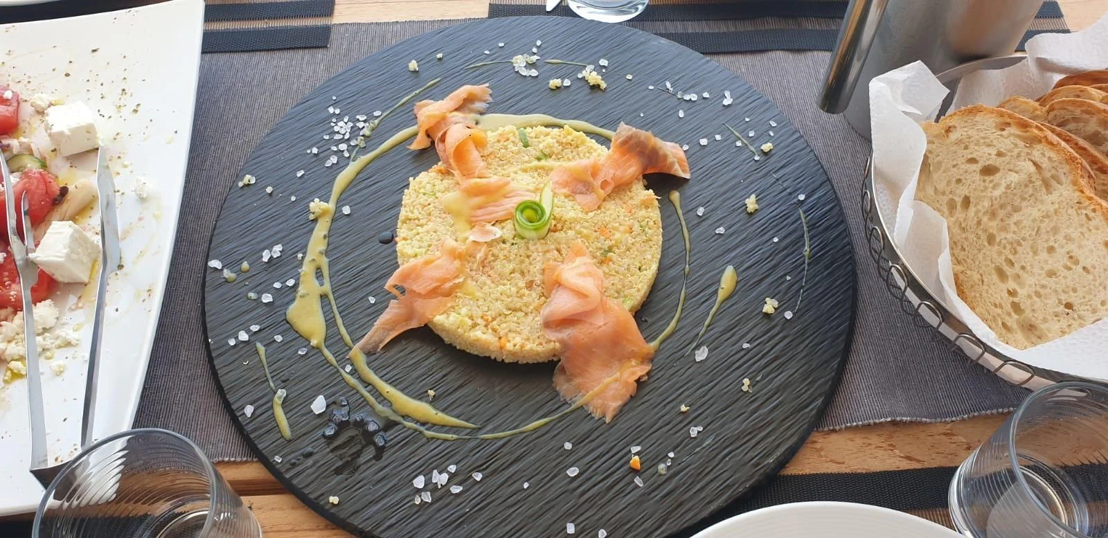 a plate of food aboard FUNSEA Yacht for Sale