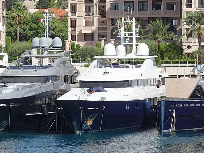a group of boats docked aboard ODESSA Yacht for Charter