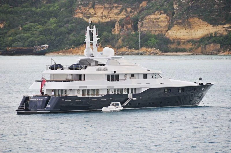 a large ship in the water aboard ODESSA Yacht for Charter