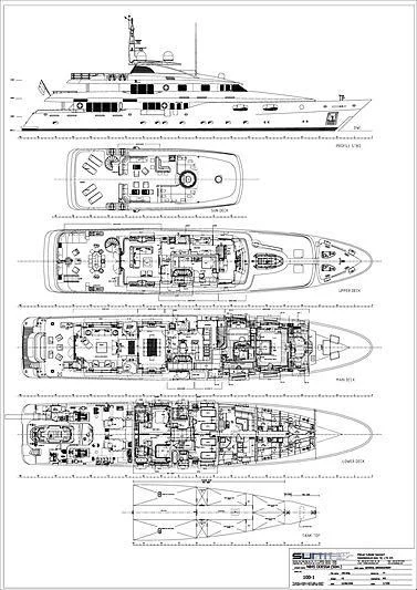 diagram, engineering drawing aboard ODESSA Yacht for Charter