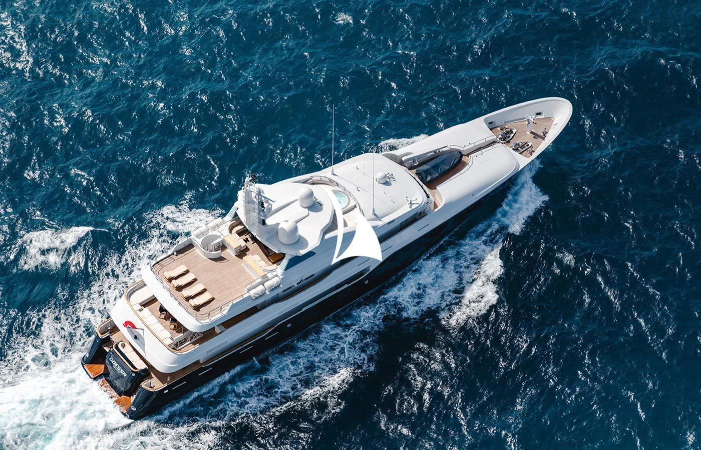 a space ship in the water aboard ODESSA Yacht for Charter