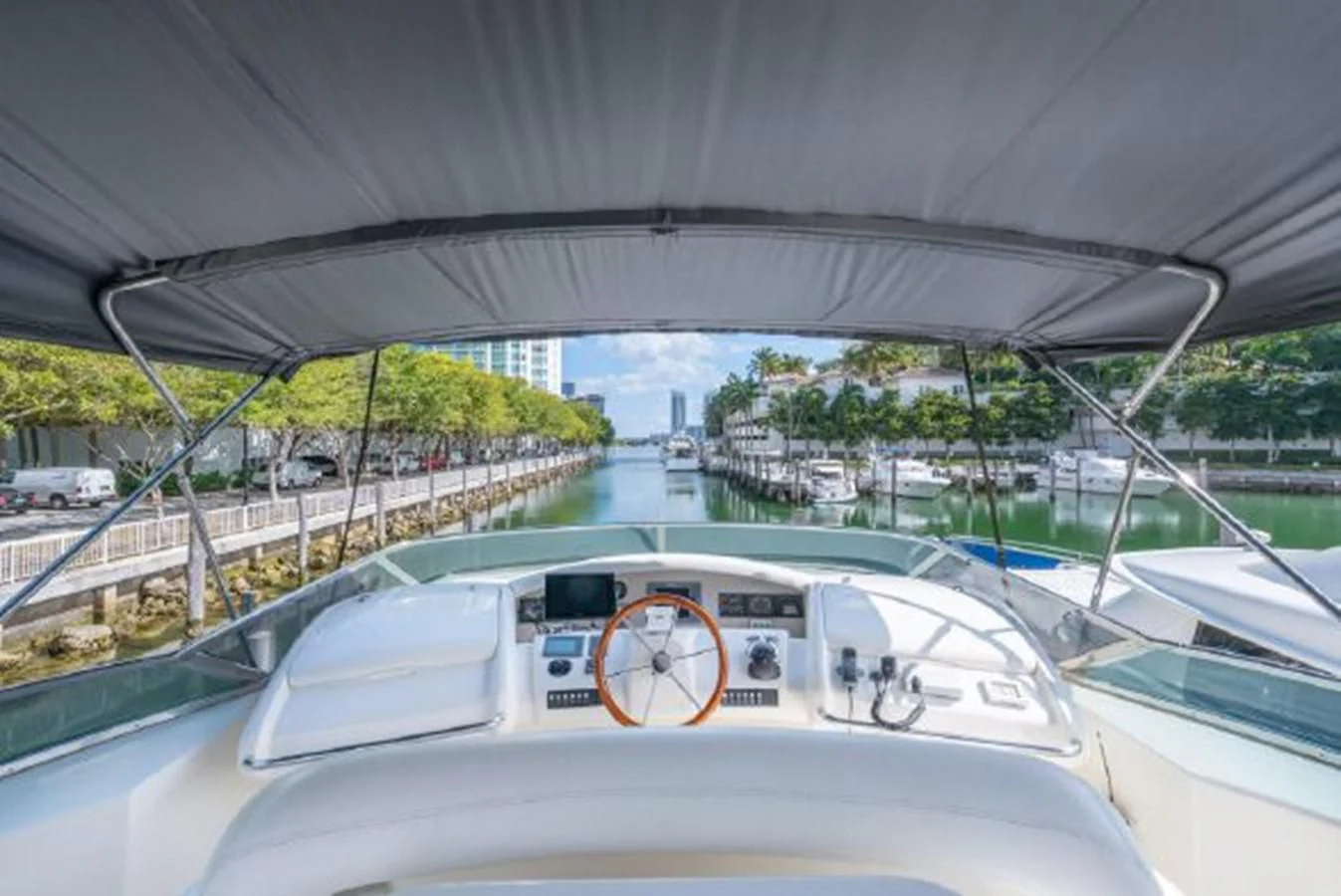 a dashboard of a car aboard PURA VIDA Yacht for Sale
