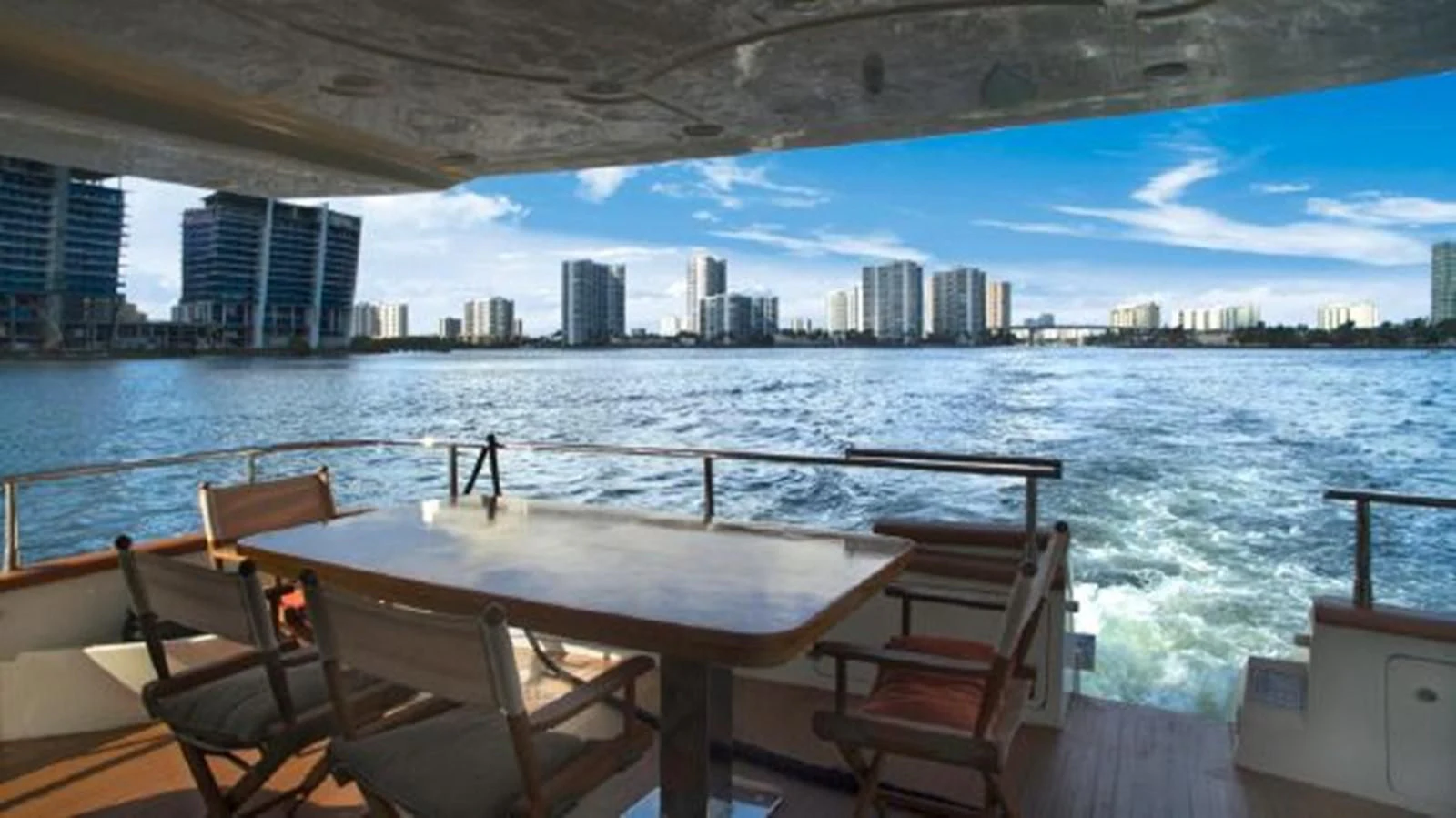 a table on a boat aboard PURA VIDA Yacht for Sale