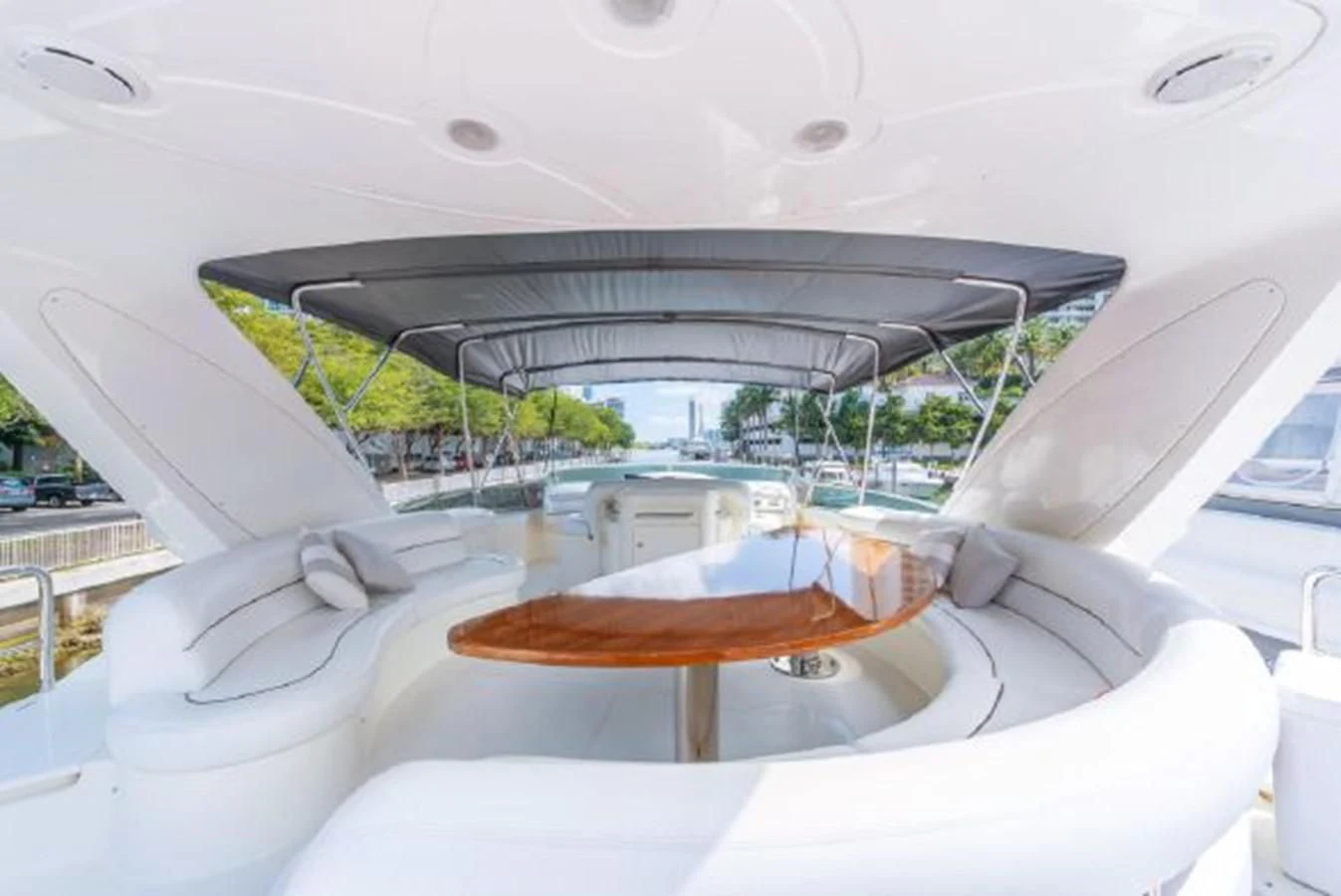 the inside of a car aboard PURA VIDA Yacht for Sale