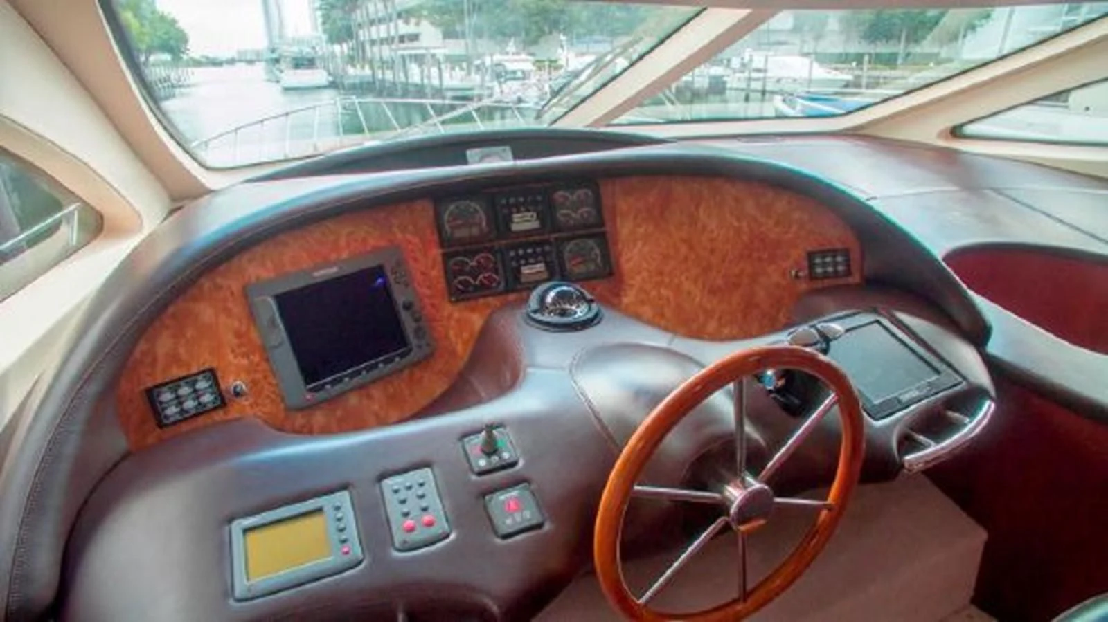 the interior of a car aboard PURA VIDA Yacht for Sale