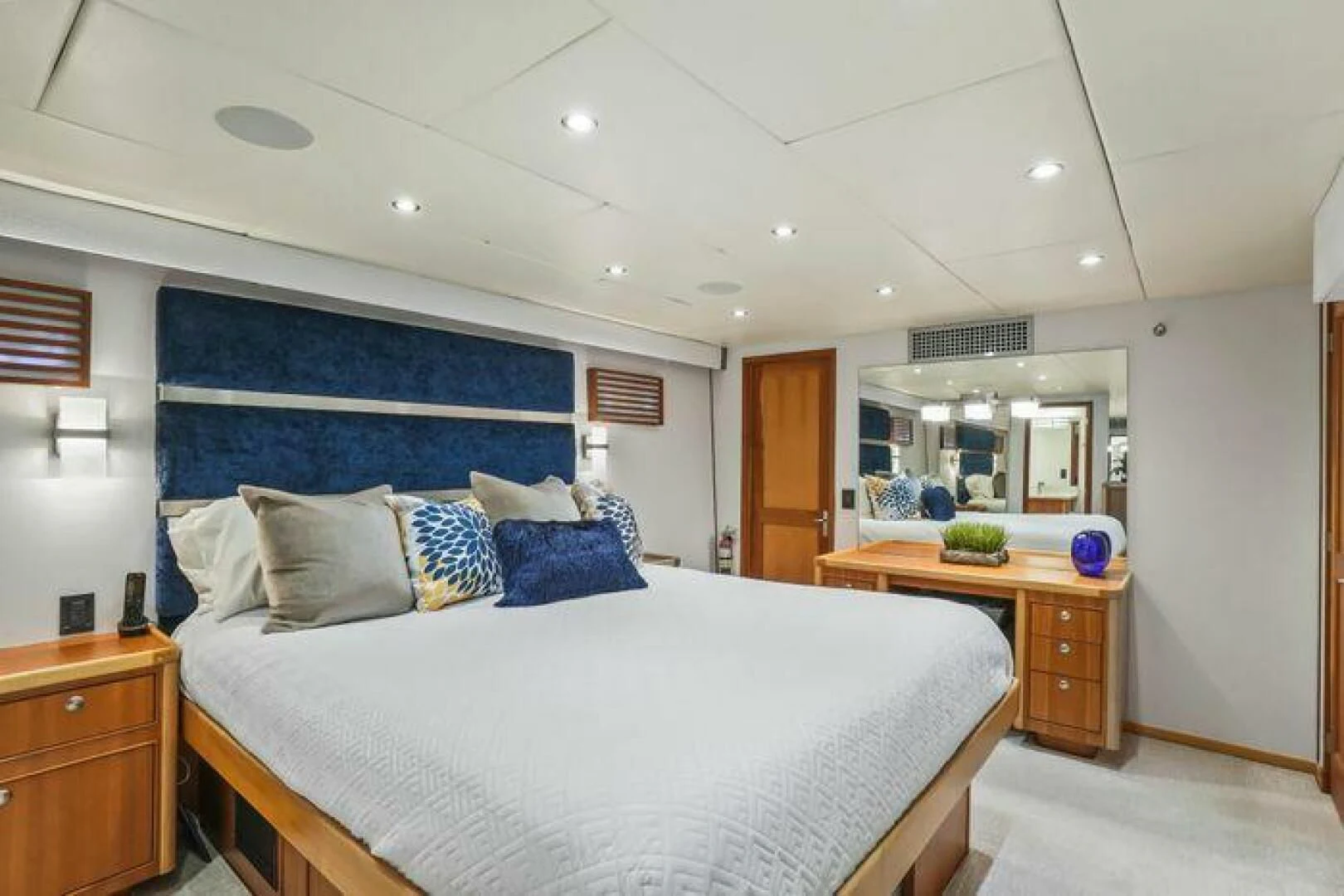 a bedroom with a large bed aboard ISLAND SOUL Yacht for Sale