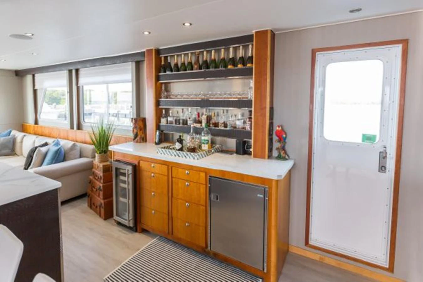 a kitchen with a large island aboard ISLAND SOUL Yacht for Sale