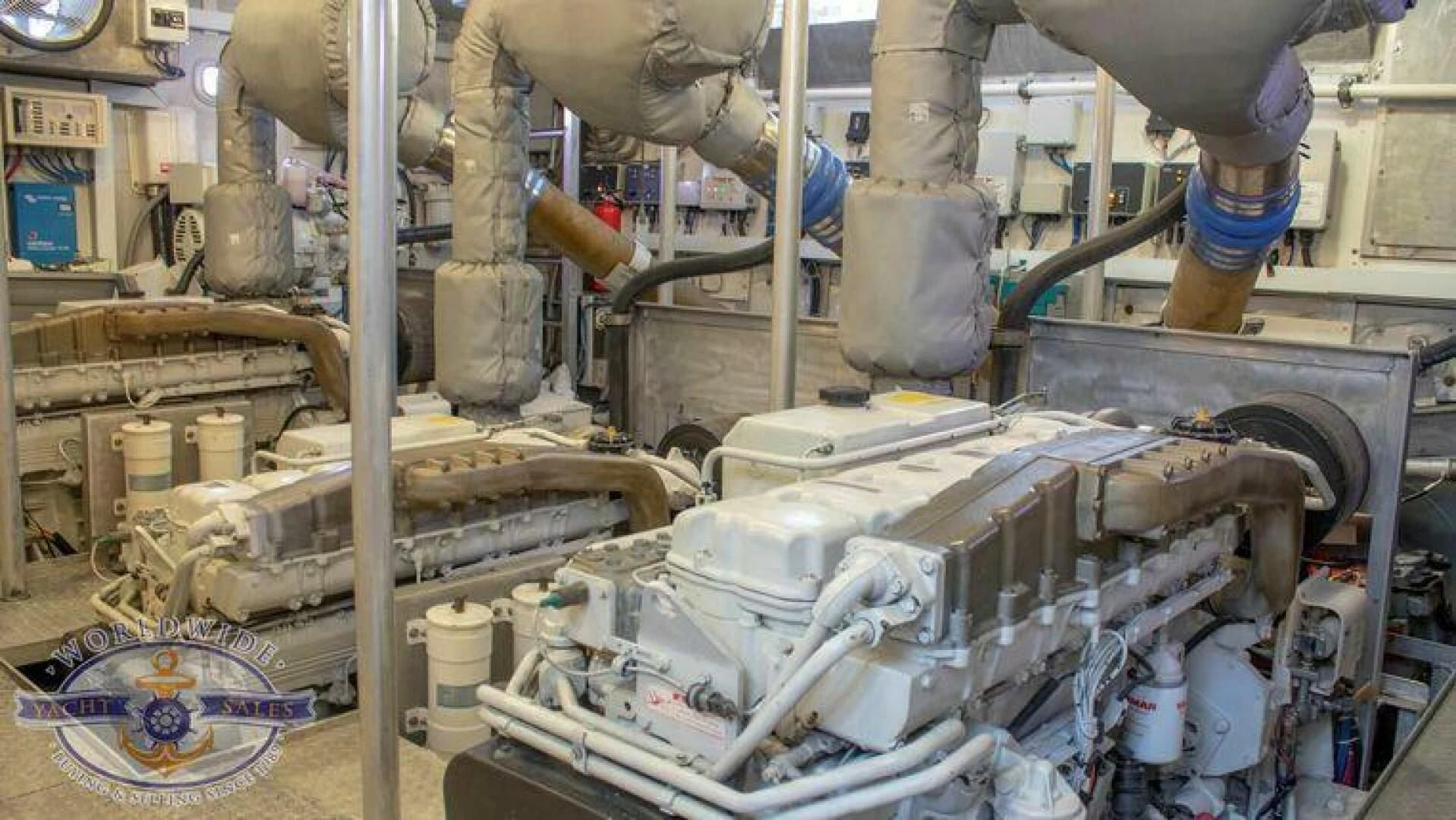 a machine with a large metal pipe aboard ISLAND SOUL Yacht for Sale