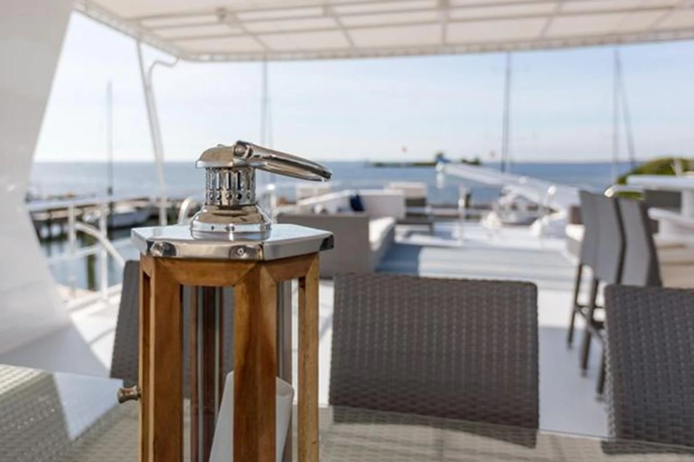 a table with a grill on it aboard ISLAND SOUL Yacht for Sale
