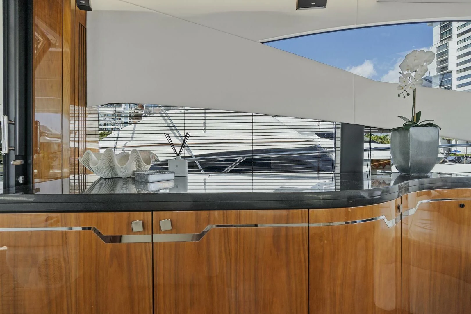 a room with a large window aboard ONCE AROUND Yacht for Sale