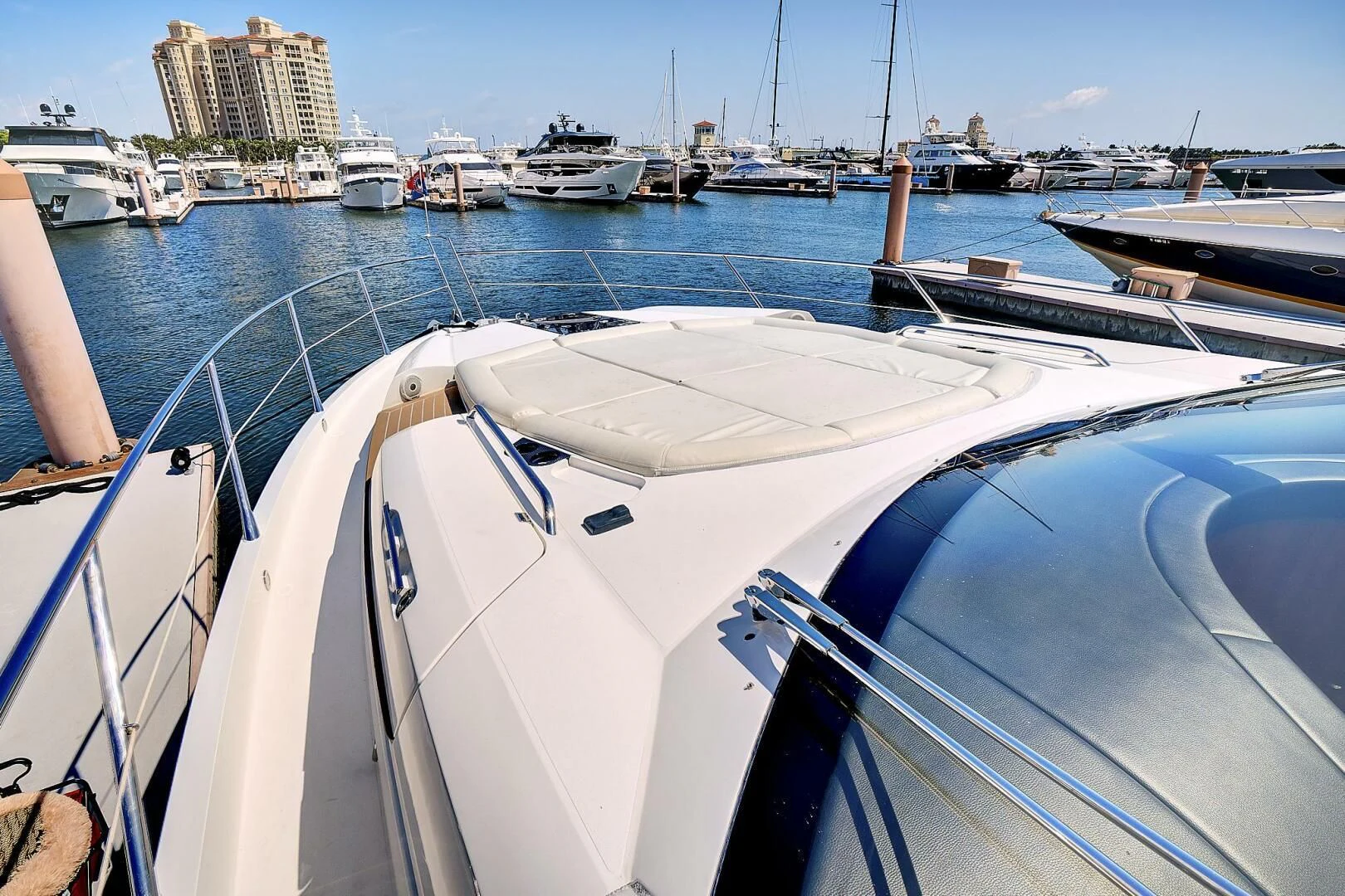 a boat is parked in a harbor aboard ONCE AROUND Yacht for Sale