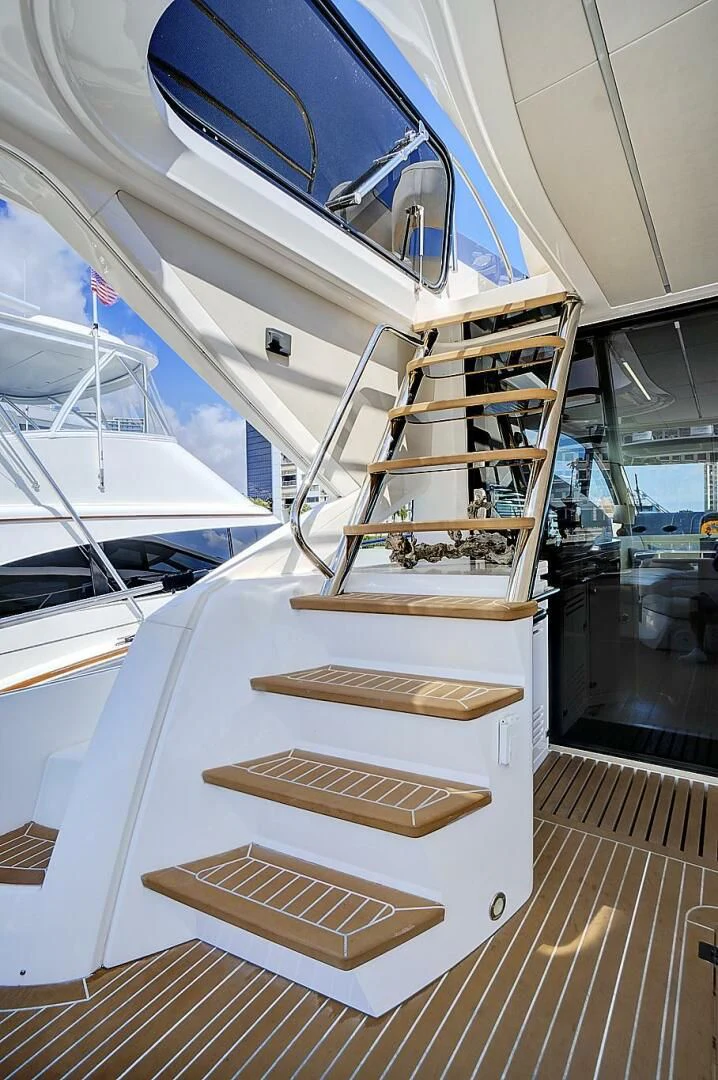 a white boat with a metal frame aboard ONCE AROUND Yacht for Sale