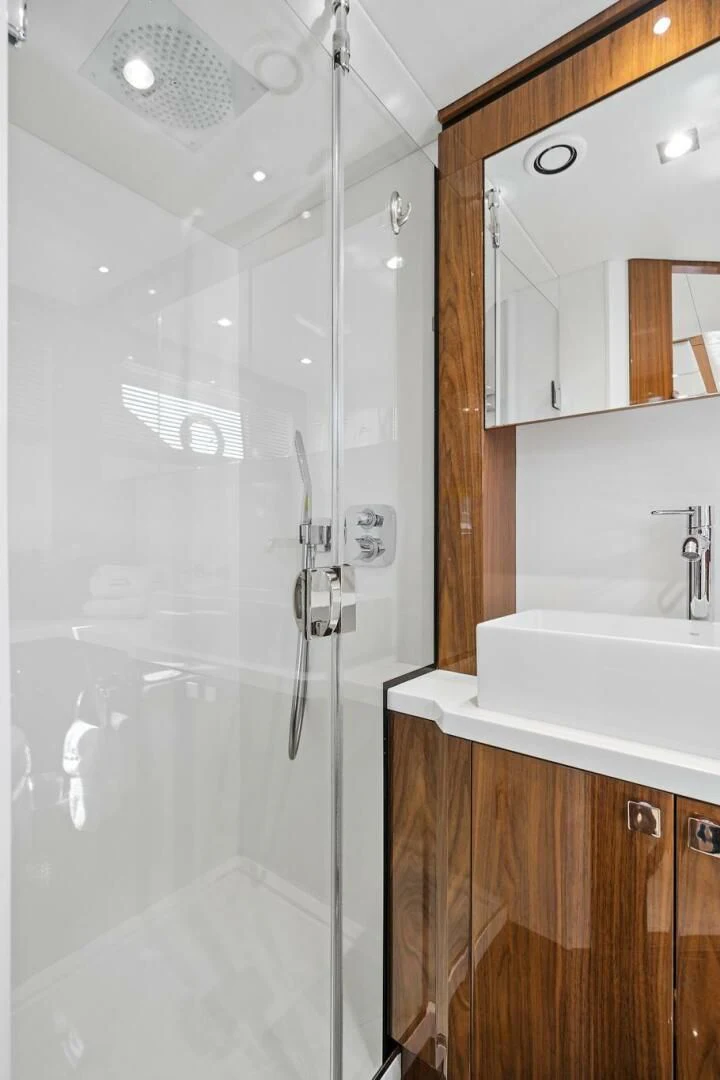 a shower unit in a bathroom aboard ONCE AROUND Yacht for Sale