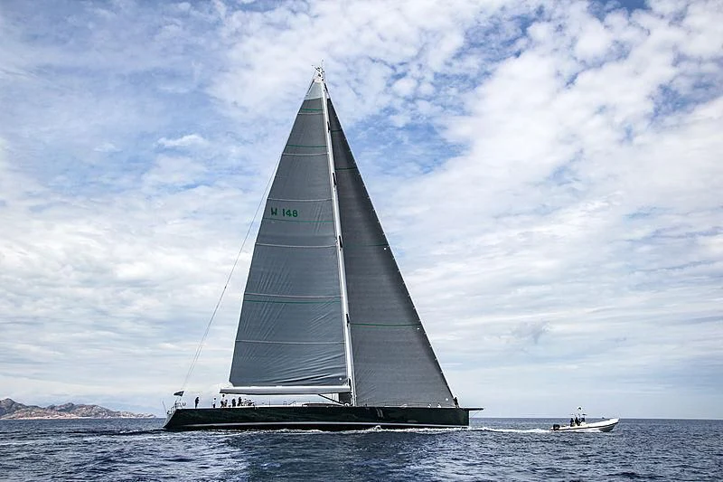 a sailboat on the water aboard SAUDADE Yacht for Sale