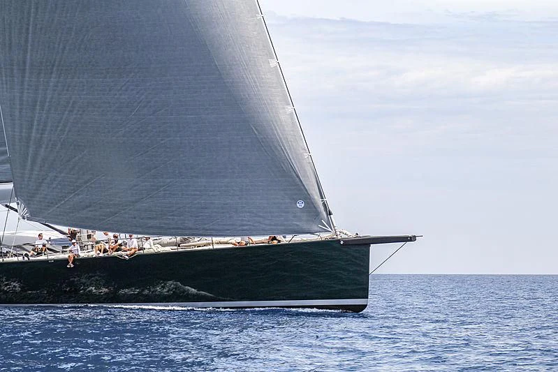 a large sailboat on the water aboard SAUDADE Yacht for Sale
