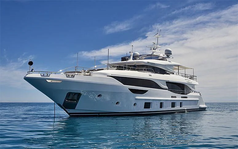 a white yacht in the water aboard AZURE DREAMS Yacht for Sale