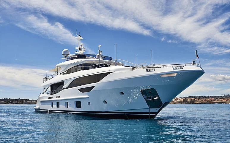 a white boat in the water aboard AZURE DREAMS Yacht for Sale