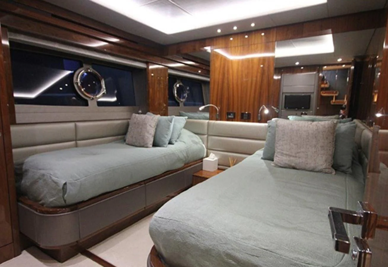 a couple of beds in a room aboard RIANNA Yacht for Sale