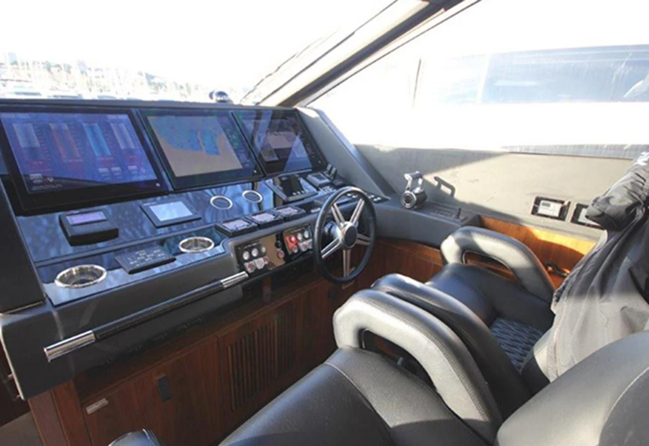 inside of a car aboard RIANNA Yacht for Sale
